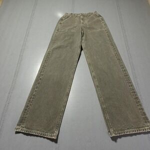 American Eagle Baggy Jean Dark Camo Olive Wide Leg Utility Pants 4777 High Rise